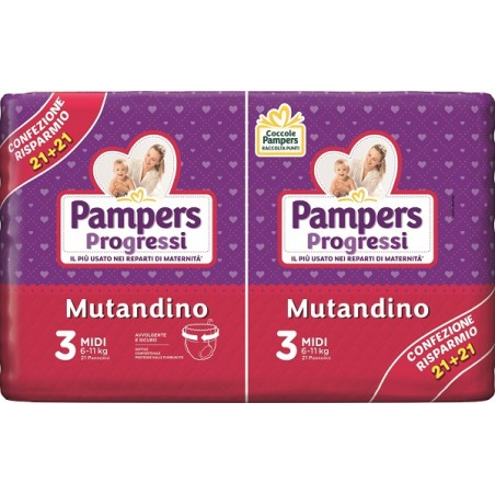 Fater Pampers Progressi Mutandino 3 Midi 6-11kg 21+21 Pannolini