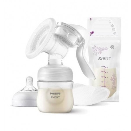 Philips Avent Tiralatte Manuale Natural + 4 Coppette Assorbilatte E 5 Sacchetti Conserva Latte