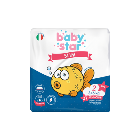 Farvima Medicinali Pannolini Babystar Slim 3/6kg Taglia 2 Mini 21 Pezzi