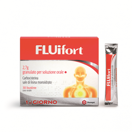 Fluifort Granulato Per Soluzione Orale 2,7 g Carbocisteina Farmaco per la Tosse Grassa 30 Bustine - Farmasole