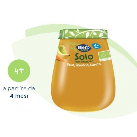 Fater Hero Baby Omogeneizzato Pera Banana Carota 100% Bio 120 G