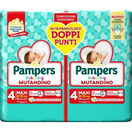 Fater Pampers Baby Dry Pannolino Mutandina Maxi Duo Downcount 32 Pezzi