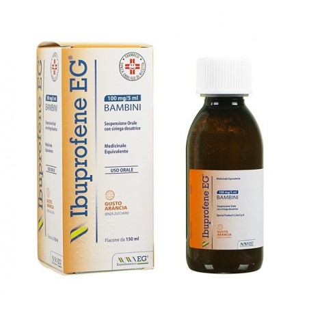 Ibuprofene Eg Bambini 100mg/5ml Sospensione Orale Gusto Arancia Senza Zucchero Ibuprofene  Medicinale Equivalente