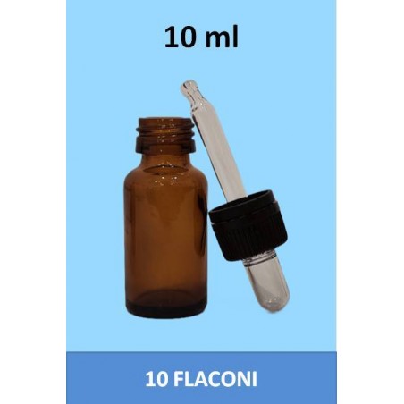 STOCK 10 flaconi in vetro da 10 ml con tappo contagocce a sigillo