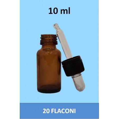 STOCK 20 flaconi in vetro da 10 ml con tappo contagocce a sigillo