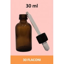 STOCK 30 Flaconi in vetro da 30 ml con tappo contagocce a sigillo