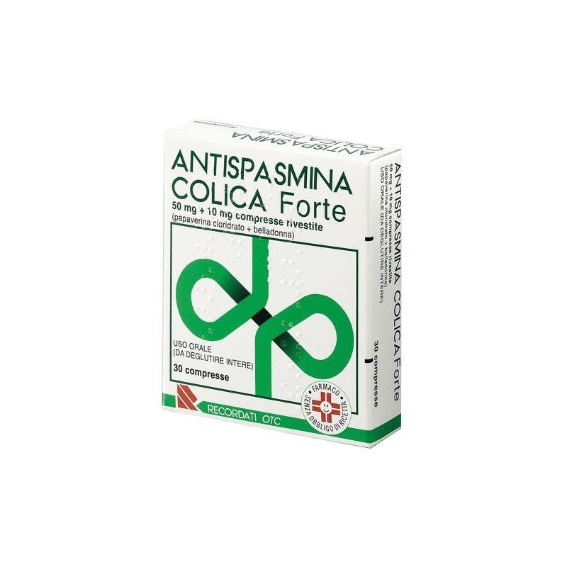 Recordati Antispasmina Colica 10 Mg + 10 Mg Compresse Rivestite Antispasmina Colica Forte 50 Mg + 10 Mg Compresse Rivestite Papa