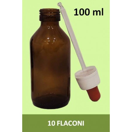 STOCK 10 Flaconi in vetro da 100 ml con tappo contagocce a sigillo