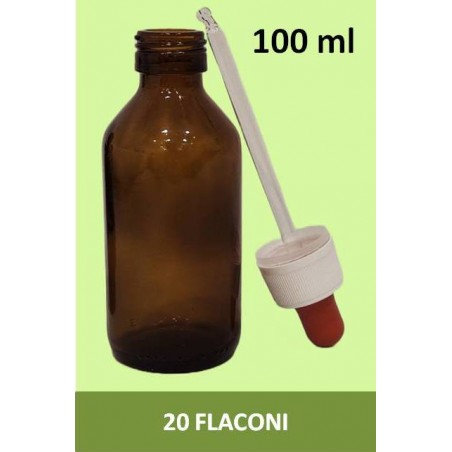 STOCK 20 Flaconi in vetro da 100 ml con tappo contagocce a sigillo