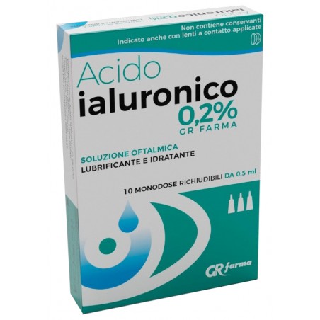 Gr Farma Soluzione Oftalmica Lubrificante E Idratante Acido Ialuronico 0,2% 10 Monodose Richiudibili Da 0,5 Ml