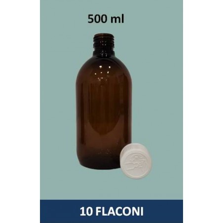 Stock 10 flaconi in PET da 500 ml con tappo a vite