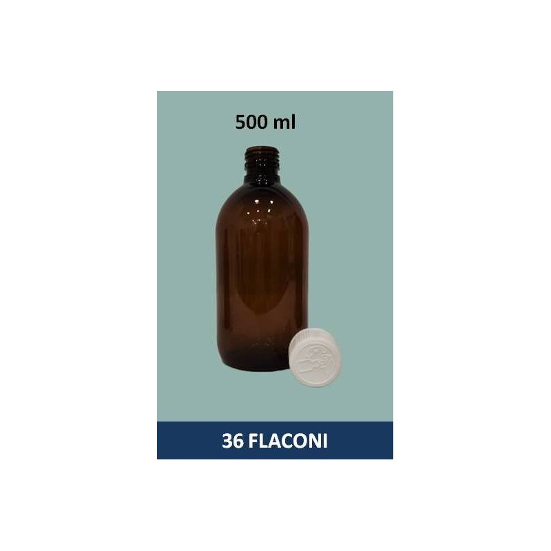 Stock 36 flaconi in PET da 500 ml con tappo a vite