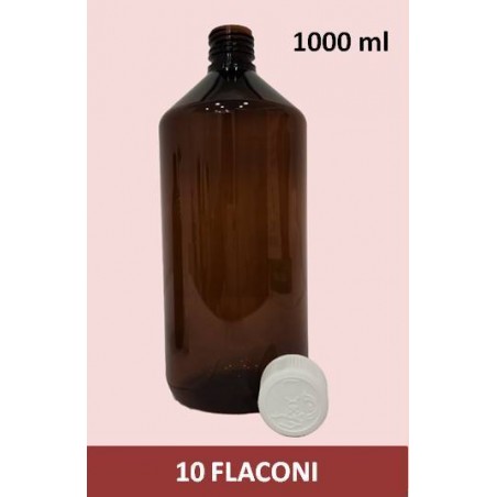 stock 10 flaconi in PET da 1 litro con tappo a vite bianco