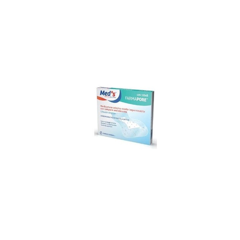 Farmac-zabban Medicazione Meds Pore Adesiva Impermeabile 10x6cm 5 Pezzi