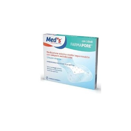 Farmac-zabban Medicazione Meds Pore Adesiva Impermeabile 10x6cm 5 Pezzi