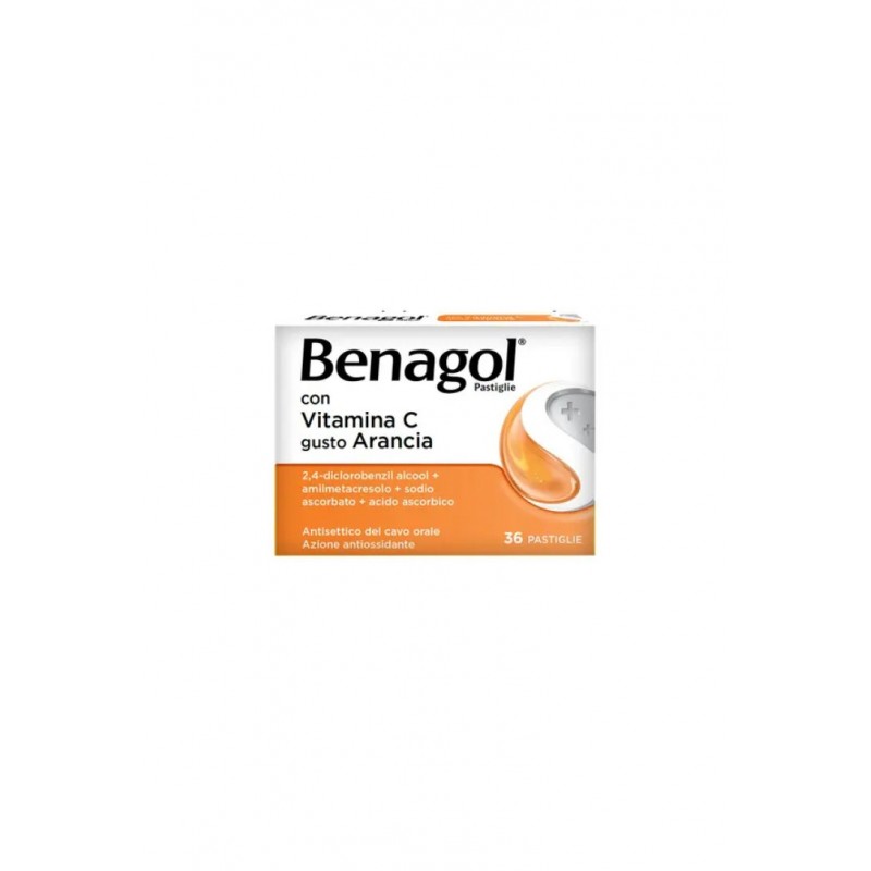 Benagol Con Vitamina C Gusto Arancia 36 Pastiglie Antisettico cavo orale