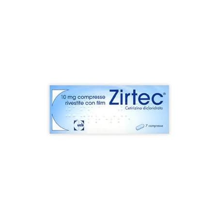 Zirtec 10 mg Cetirizina Farmaco Antistaminico 7 Compresse per Allergie