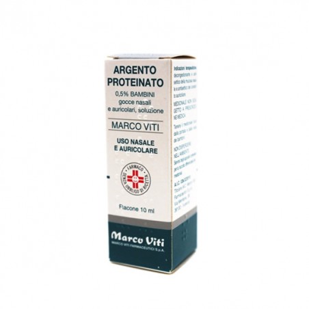 Marco Viti Argento Proteinato 0,5% Bambini Gocce Nasali e Auricolari 10 ml Farmaco Antisettico e Decongestionante