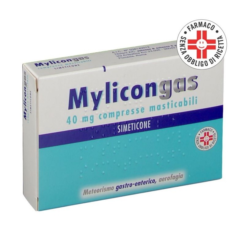 Mylicongas 40 mg Simeticone Farmaco per Meteorismo e Aerofagia 50 Compresse Masticabili