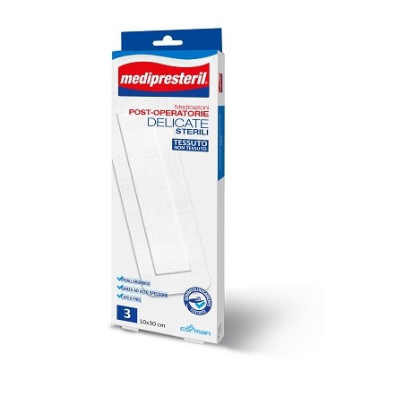 Corman Medicazione Post Operatoria Medipreseteril Delicata Tnt 10x30cm 3 Pezzi