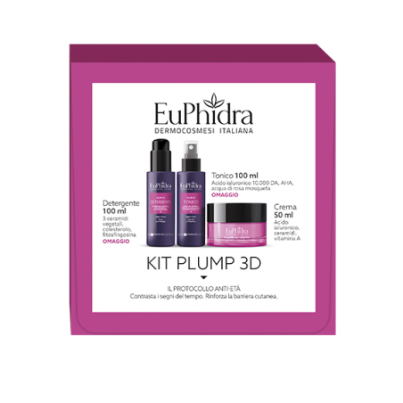 Kit Plump 3d con Crema 50 ml + Detergente 100 ml + Tonico 100 ml di Euphidra