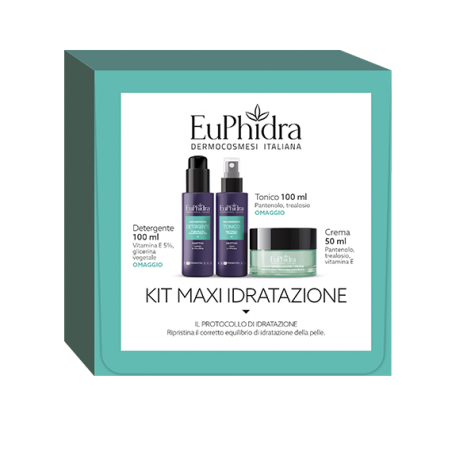 Euphidra Kit Maxi Idratazione con Crema 50 ml + Detergente 100 ml + Tonico 100 ml