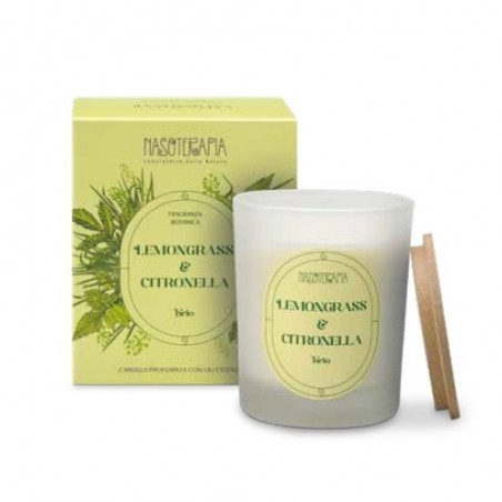 Nasoterapia Candela Profumata Lemongrass e Citronella 180 g Profumazione estiva contro zanzare e insetti