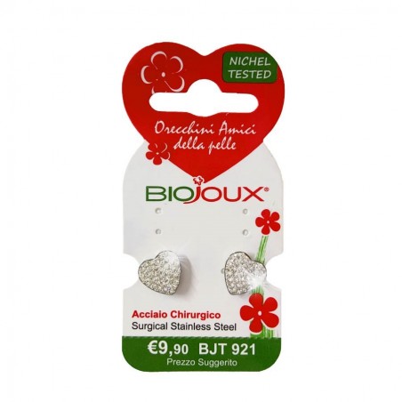 Sanico Biojoux Orecchini White Pave Crystal Heart 10 mm BJT 921