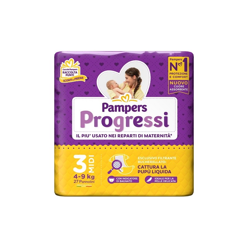 Fater Pampers Progressi Midi Pannolino 3 4-9kg 27 Pezzi