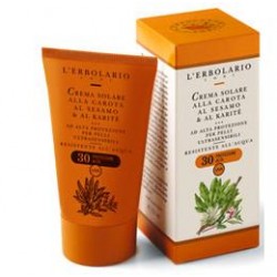 L'Erbolario Crema Solare SPF30 per Pelli Ultrasensibili con Carota Sesamo Karite' 125 ml Resistente all'acqua