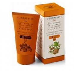 L'Erbolario Latte Solare Viso e Corpo SPF10 con Carota Jojoba Noce 125 ml resistente all'acqua