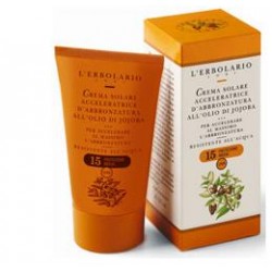 L'Erbolario Crema Solare Acceleratrice D'Abbronzatura SPF15 con Olio Di Jojoba 125 ml Resistente all'acqua