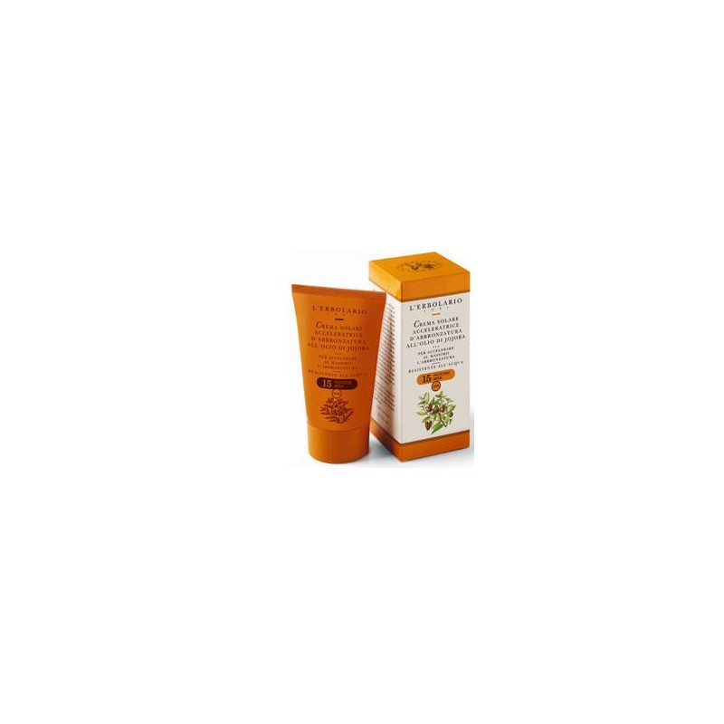 L'Erbolario Crema Solare Acceleratrice D'Abbronzatura SPF15 con Olio Di Jojoba 125 ml Resistente all'acqua