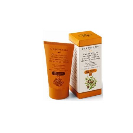 L'Erbolario Crema Solare Acceleratrice D'Abbronzatura SPF15 con Olio Di Jojoba 125 ml Resistente all'acqua