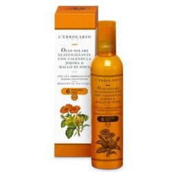 L'Erbolario Olio Solare Elasticizzante SPF6 con Calendula Jojoba Mallo Di Noce 100 ml Resistente all'acqua non unge