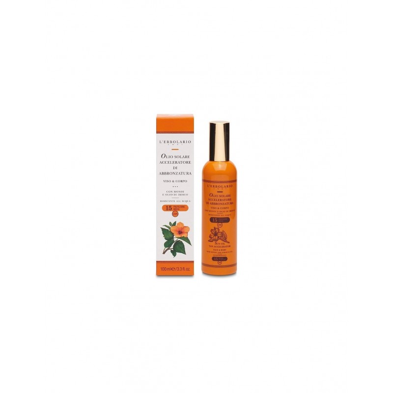 L'Erbolario Olio Solare Acceleratore Abbronzatura SPF15 Viso e Corpo 100 ml Resistente all'acqua