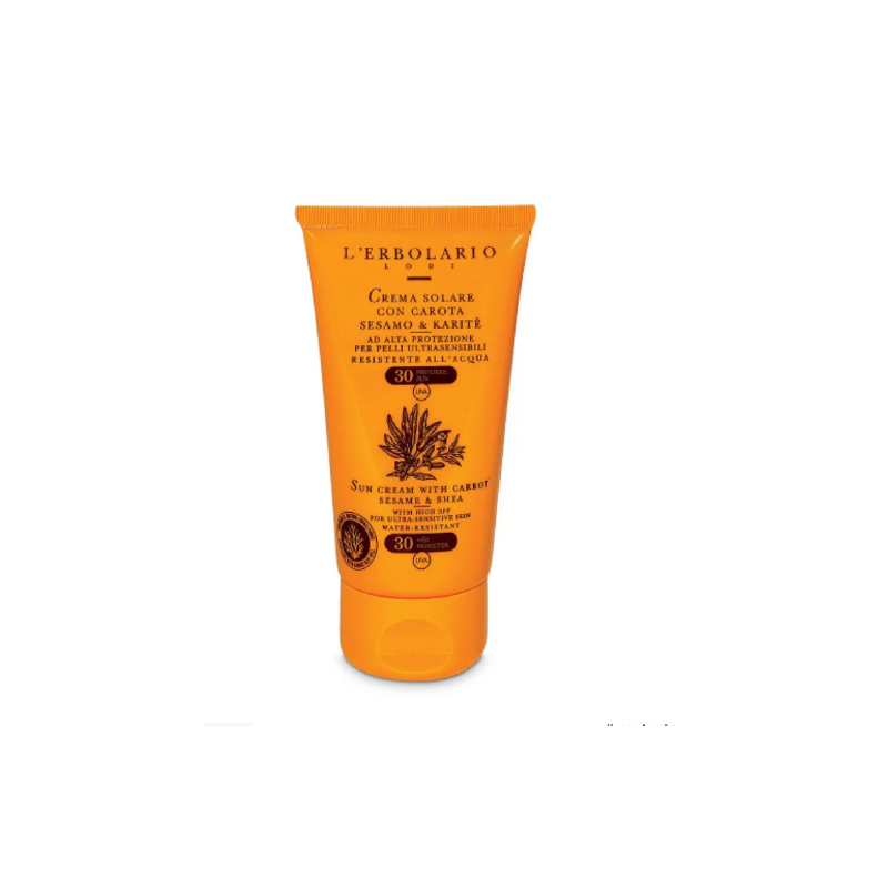 L'Erbolario Crema Solare Corpo SPF30 per Pelli Ultrasensibili Travel Size75 ml Formato da Viaggio