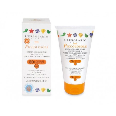 L'Erbolario Piccolosole Crema Solare Bimbi Spf50+ Viso e Corpo 75 ml Resistente all'acqua