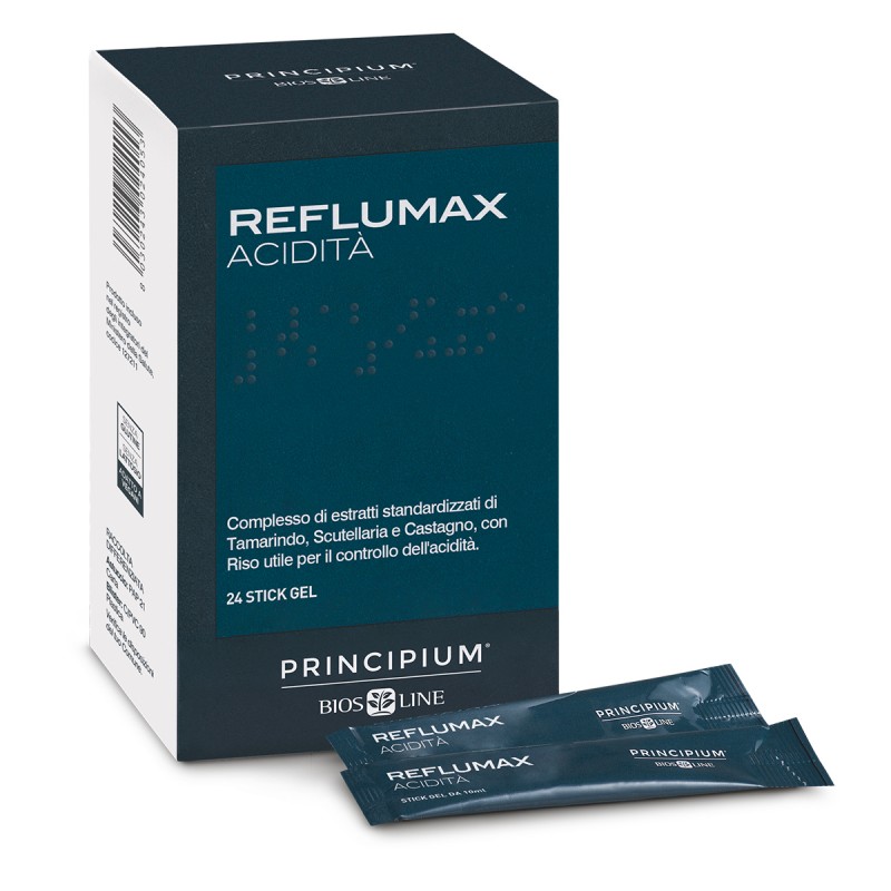 Principium Reflumax Acidità Integratore per Reflusso 24 Stick Gel di Bios Line