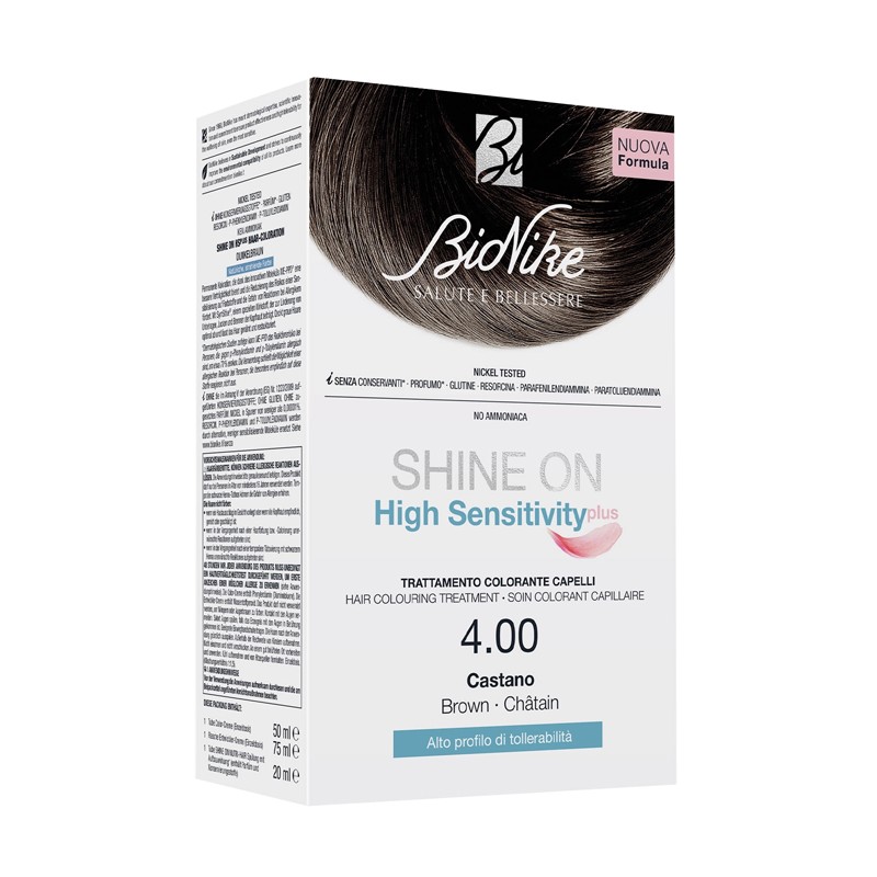 Bionike Shine On High Sensitivity Plus Castano 4,00 Rivelatore In Crema 75 Ml + Crema Colorante 50 Ml