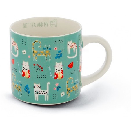 Neavita Tea & Friends Tazza in Ceramica con Manico Mug Gatto 400 ml