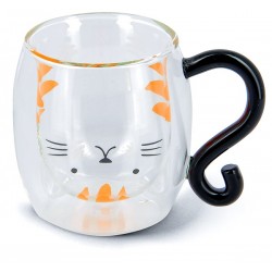 Neavita Tea & Friends Tazza in Vetro Borosilicato Mug Doppio Muro Kitty 250 ml