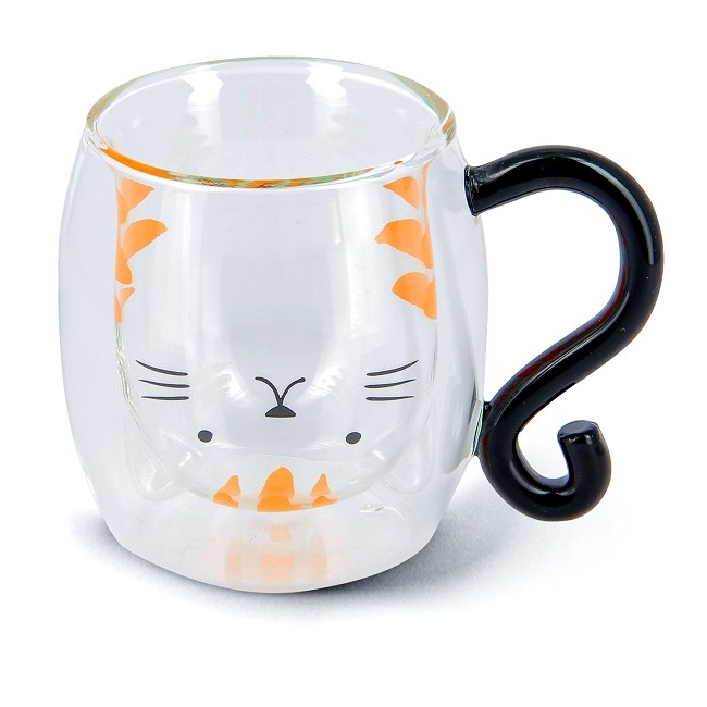 Neavita Tea & Friends Tazza in Vetro Borosilicato Mug Doppio Muro Kitty 250 ml