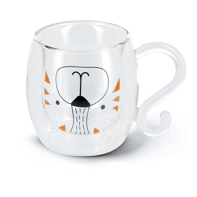 Neavita Tea & Friends Tazza in Vetro Borosilicato Mug Doppio Muro Tigro 250 ml