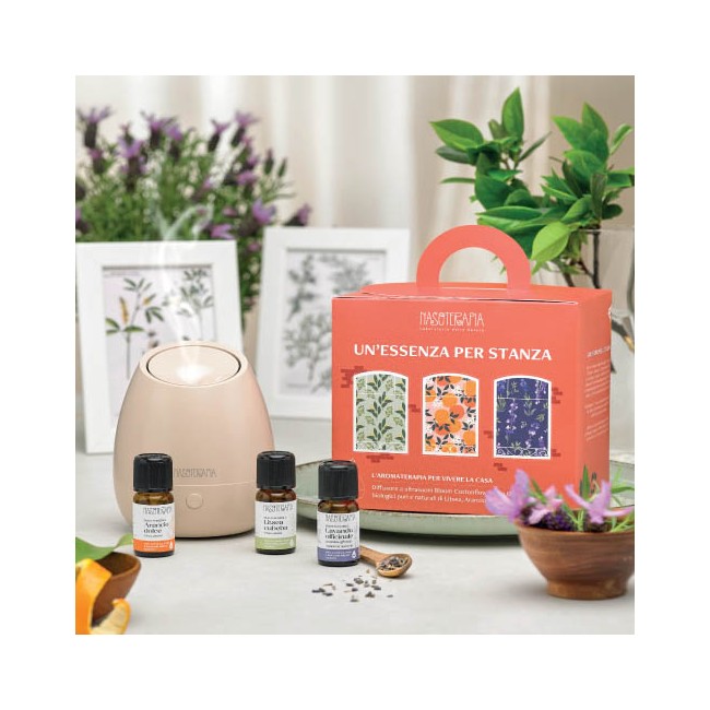 Nasoterapia Kit Un'essenza Per Stanza Diffusore Bloom Cottonflower con 3 Oli Essenziali Bio Idea Regalo Aromaterapia