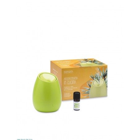 Nasoterapia Kit Aromaterapia Diffusore Ultrasuoni Bloom Lime con Olio Essenziale di Lemongrass Bio