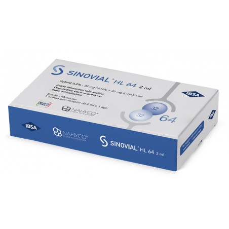 Ibsa Farmaceutici Siringa Intra-articolare Sinovial Hl 64 Acido Ialuronico Sale Sodico 3,2% 32mg H-ha + 32mg H-la/2ml 2 Ml