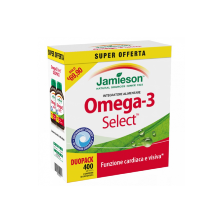 Jamieson Omega 3 Select Duopack Integratore per Colesterolo, Cuore e Vista 400 Softgels