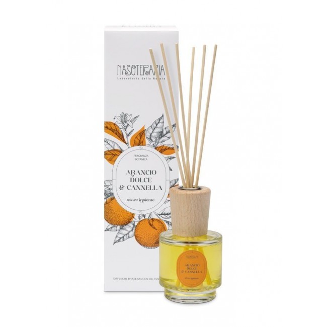 Diffusore con Bastoncini Arancio Dolce e Cannella 100 ml Nasoterapia