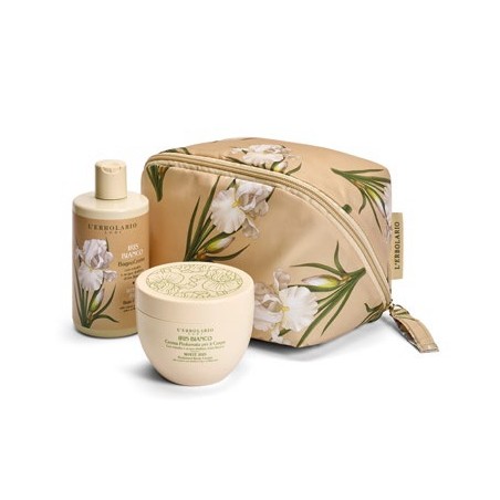 L'Erbolario Iris Bianco Beauty Case Gemma con Bagno Crema 300 ml e Crema Profumata Corpo 300 ml Edizione Limitata